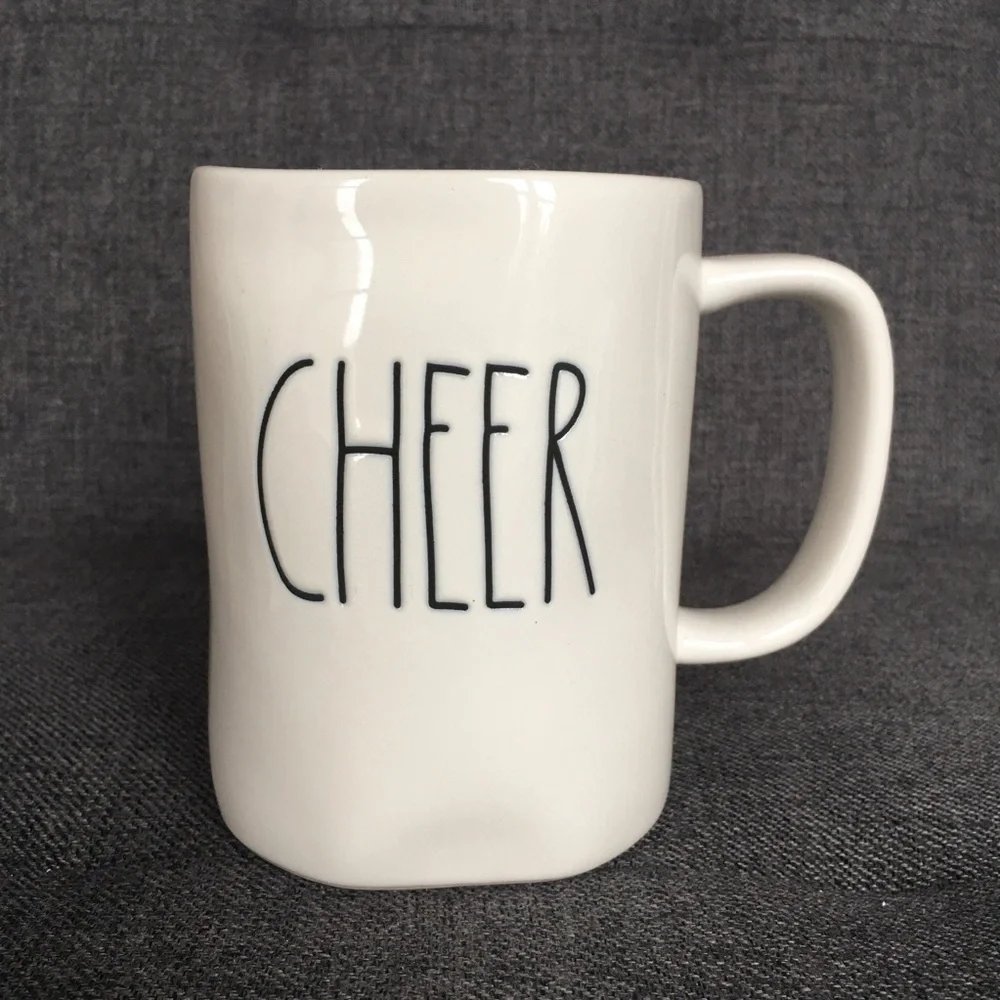 Rae Dunn “CHEER” Coffee Mug, Ivory, Black, 16 oz